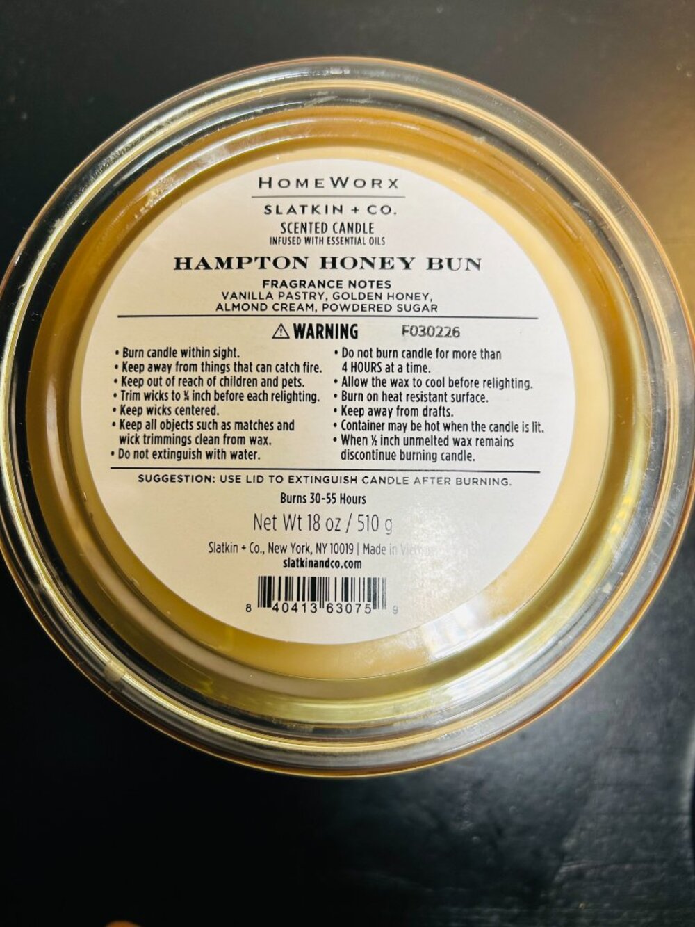 HomeWorx by Slatkin Hampton Honey Bun 4-Wick 18oz Candle NEW - Picture 4 of 4